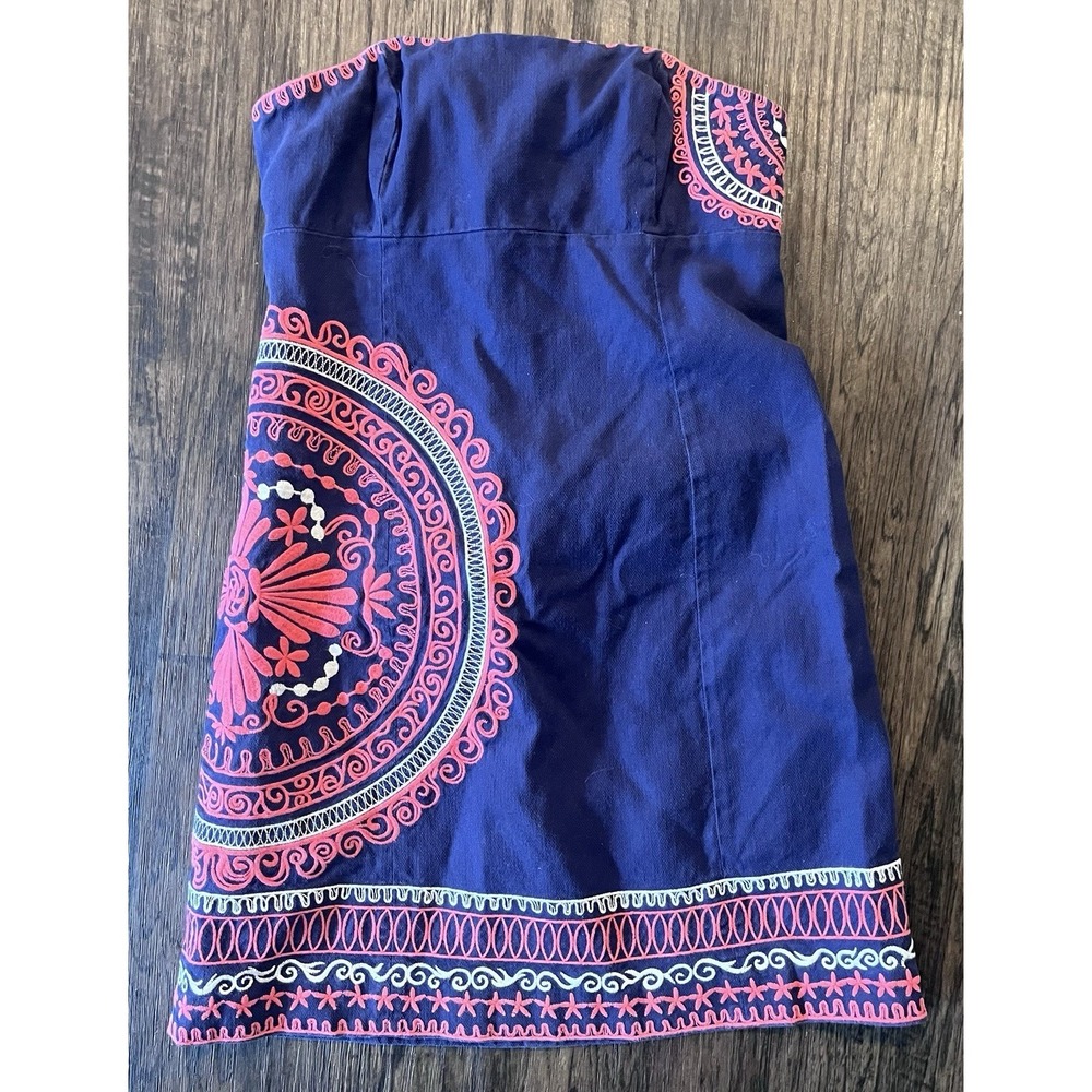 Lilly Pulitzer Bowen Strapless Mini Dress Women Size 10 Navy Blue Coral 074